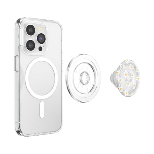 Image of PopSockets Phone Grip for MagSafe, Secure Magnetic Phone Grip & Stand, Hands-Free Kickstand, Wireless Charging Compatible, Cute PopSockets - Translucent He Loves Me Not