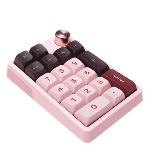 ELMWAY KZZI K20 Wireless Mechanical Number Pad Rechargeable Tri-Mode Numeric Keypad (Bluetooth/2.4G/USB-C), RGB Backlight, Aluminum Knob & Hot-Swappable – Pink Purple