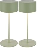 Briloner - Lampara de mesa sin cable con borde luminoso, control táctil regulable, ip44, cable usb-c, batería reemplazable, mesita noche sin cable, mesa LED recargable, 8 x 19 cm, verde salvia