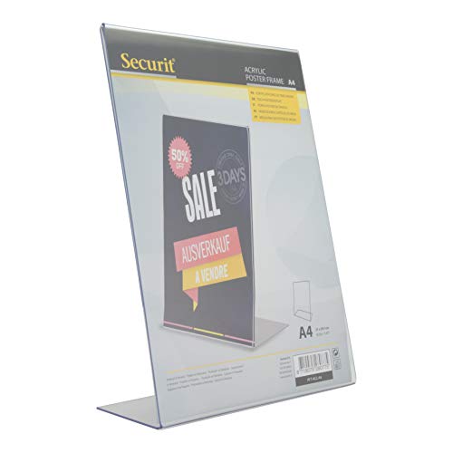 Securit transparent L-förmige Poster Halter, A4 Größe, Hochformat Ausrichtung (pft-acl-a4) L-förmig