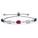 Gem Stone King 925 Sterling Silver Build Your Own Personalized 5 Birthstones Lab Grown Diamond Women's Tennis Bracelet
