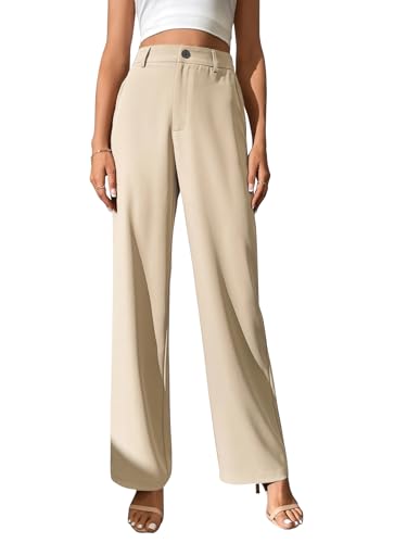 Image of Toochki Trousers for Woman Pants Women's Formal Office Korean | Beige Track Pant | Straight | Cotton Spandex Stretchable Trouser | High-Waisted Bottom Wear | Pack of 2 Combo