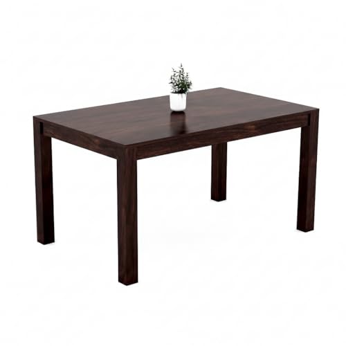 Image of Sheesham Wood Dining Table (57 * 34 * 30 inch) | Multi-Purpose uses Home and Office Desk | Dining Room Furniture | Wooden 6 Seater Dining Table | (Walnut 7-Fanti)