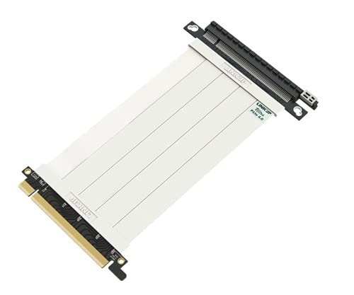LINKUP ウルトラ PCIe 4.0 X16ライザーケーブル[RTX4090 RX6950XT x570 B550 Z690テスト済み] 超極高速シールド垂直GPUマウント ゲーム用PCI Express 第4世代 | ストレートソケット {15 cm} 3.0 第3世代 & TTと互換性あり | 白