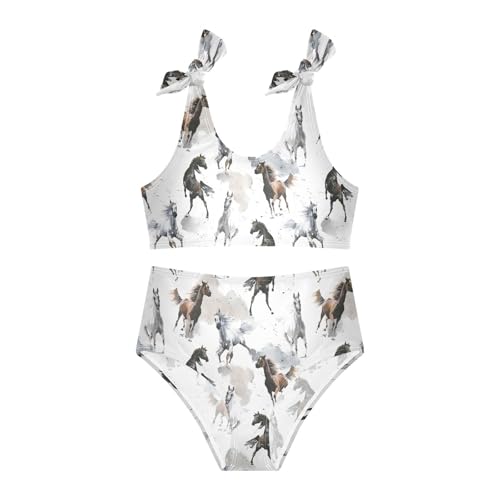 Image of CaTaKu Girls Swimsuits Two Piece Swimwear Cute Bikini Set Tankini Hawaiian Beach Sport Bathing Suit for Girls Size 3-12T