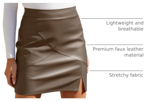 Image of We1Fit Womens Fuax Leather Skirt High Waisted Bodycon Pencil Mini Skirts with Shorts