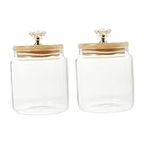 LABRIMP 2 Pièces Boîte à Thé Pendant La Nuit Bocaux Avec Couvercles Hermétiques Boisson Pots Conteneurs De Stockage Avec Couvercles Terrains Blanche Un Verre