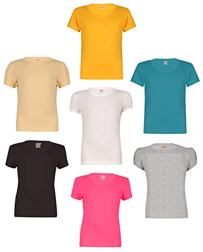 Image of SINI MINI Sinimini Girls Half Sleeve Cotton Round Neck Tshirt with bio wash (Pack of 7).