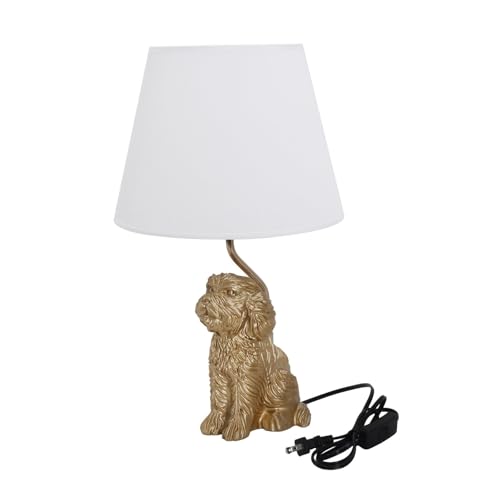 Lampe de table en forme de chien blanc abat-jour lin décoration de chambre