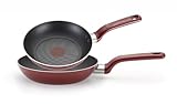 T-fal C514S2 Excite Nonstick Thermo-Spot Dishwasher Safe Oven Safe PFOA Free 8-Inch and 10.25-Inch Fry Pans Cookware, 2-Piece Set, Red
