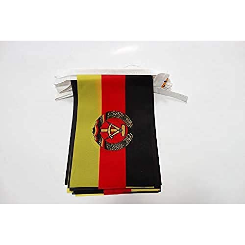 AZ FLAG - Fahnenkette Deutsche Demokratische Republik 6 Meter Mit 20 Flaggen - 21x14 cm - DDR Girlande Flaggenkette 14 x 21 cm