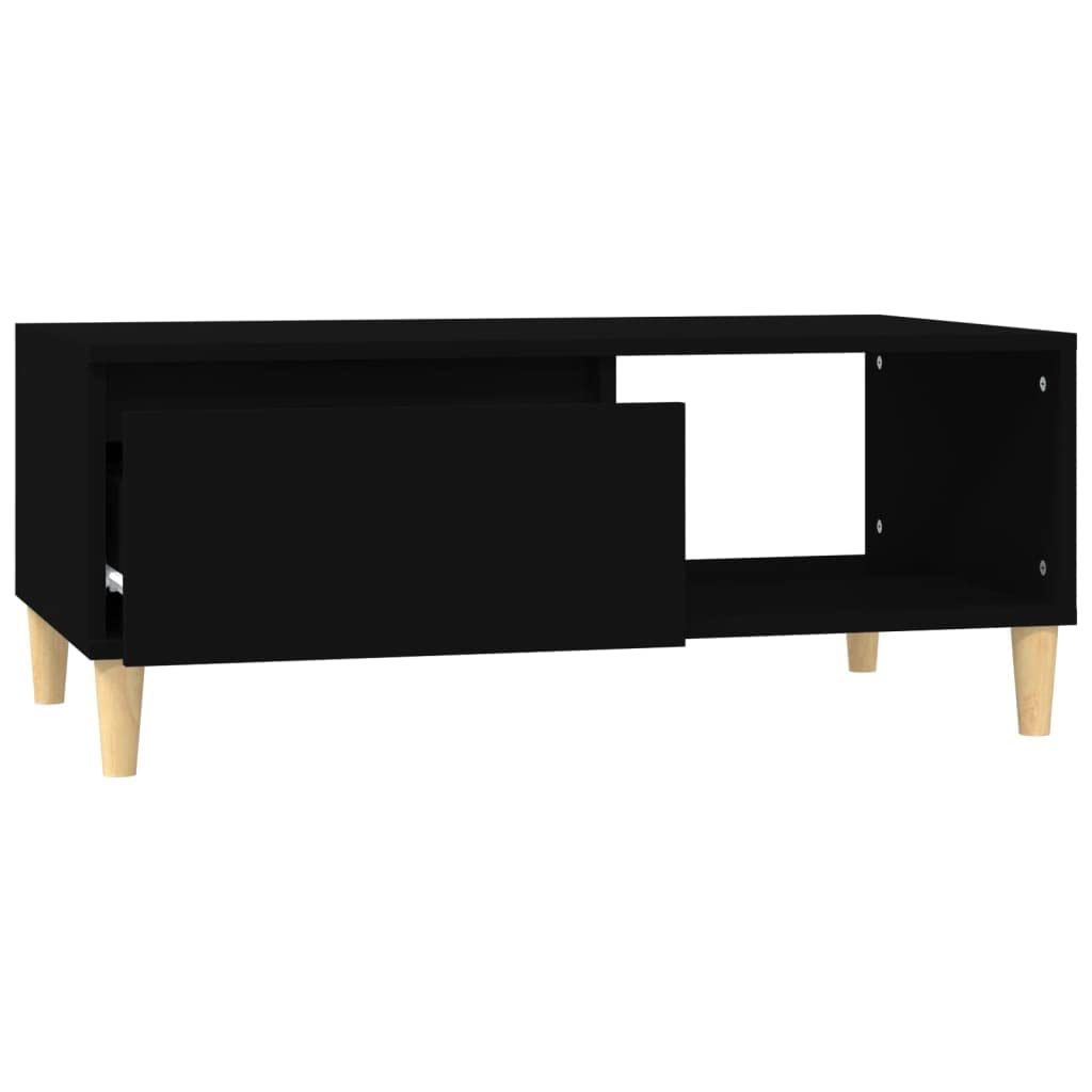 Mesa de Centro Madera contrachapada Negro Mesa de Centro Nórdica con Cajón y Almacenamiento para Salón 90x50x36,5 cm