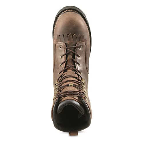 Bolderton Outlands Men's 10" Waterproof Insulated Hunting Lace-Up Boots, Leather, Non-Slip Rubber Sole Shoes, 800-Gram, Brown, 9.5D (Medium) #TOP5