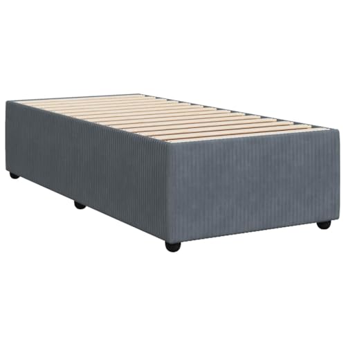 vidaXL Bettgestell, Bettrahmen mit Lattenrost, Einzelbett Polsterbett für Schlafzimmer, Bett Schlafzimmerbett, Dunkelgrau 90x200cm Samt