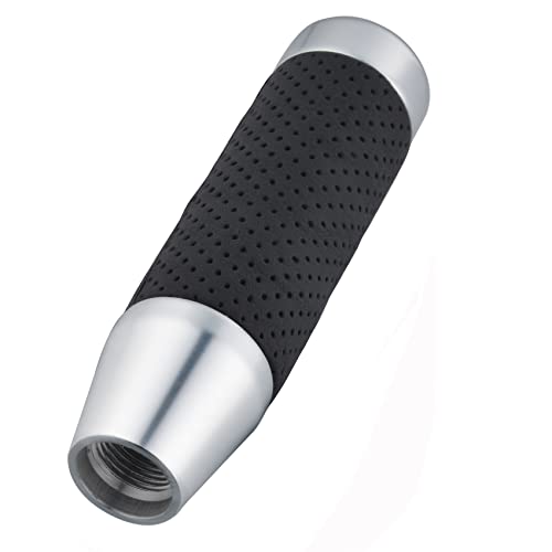 Abfer Weighted Shift Knob Short Stick Gear Shifter Adapter Leather Shift Knobs for Most Automatic Manual Vehicle Trucks,Silver - Thumbnail 7