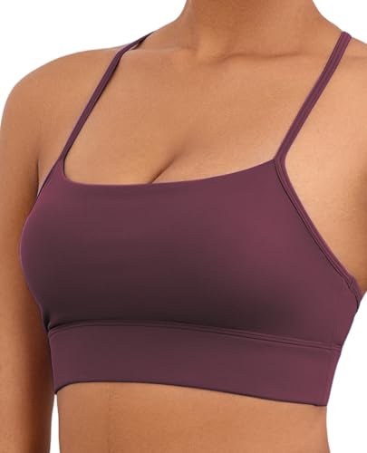 Image of Womens Y-Back Sports Bra, Weightless Padded Yoga Bra, Spaghetti Strap Low Impact Gym Top for Workout & Daily Wear