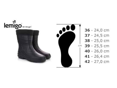 LEMIGO Damen Eva Gummistiefel Jessy 800 (Schwarz, EU Schuhgrößensystem, Erwachsene, Numerisch, M, 41)