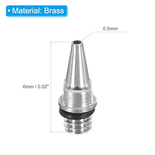 PATIKIL 5 Stück 0,5 mm Airbrush-Düse aus Kupfer - Ersatzteil und Zubehör für-Düsen für Kunsthandwerkprojekte
