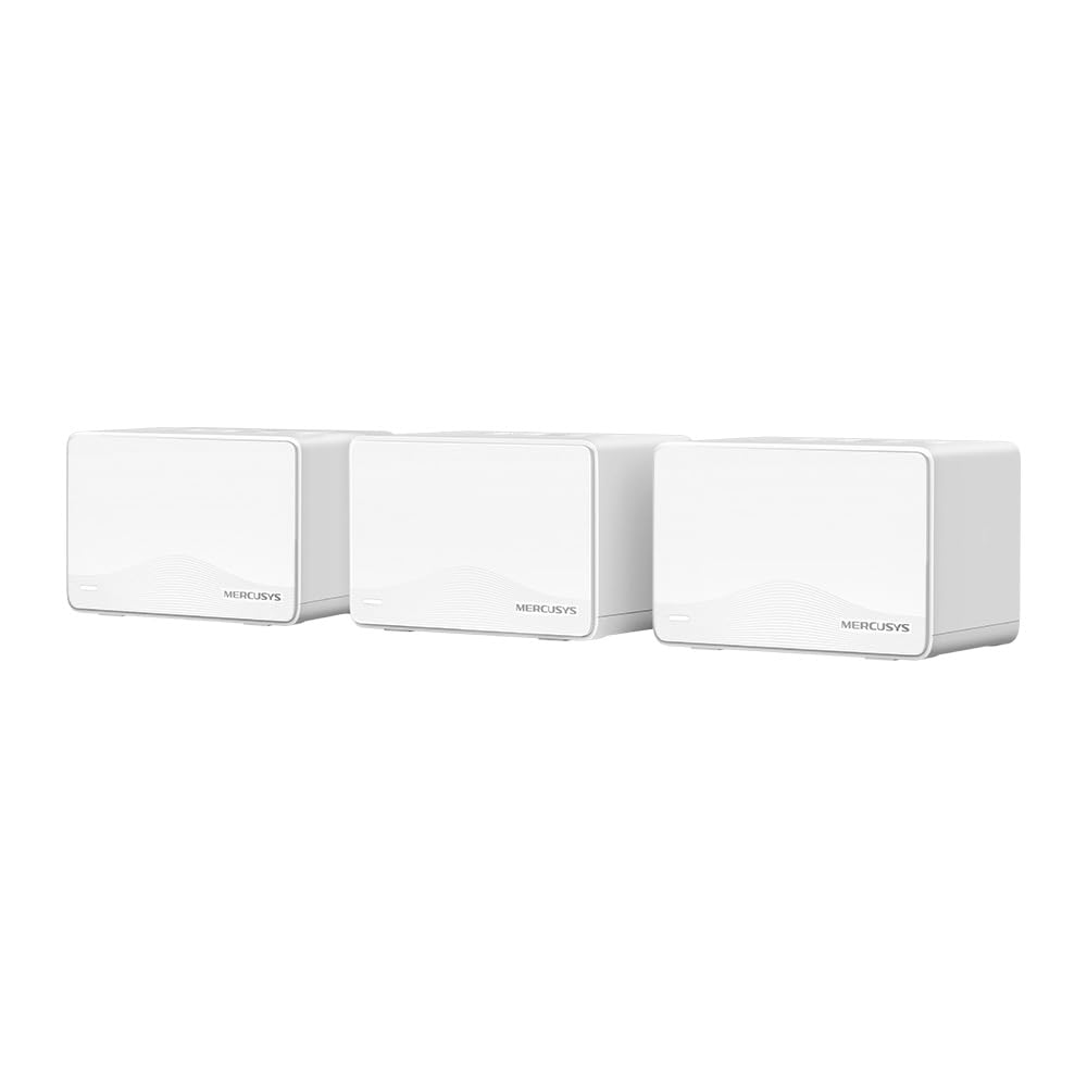 Mercusys Halo H3600BE Mesh WLAN Set (3er-Pack), Wi-Fi 7 BE3600 Dualband-Router & Repeater, 3 × Gigabit-Port pro Einheit, MU-MIMO, WPA3, Kindersicherung, empfohlen für Häuser mit 3–5 Schlafzimmern