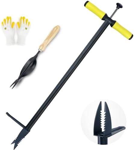 Colwelt 99cm Unkrautstecher für effizientes Entfernen von Unkraut, Stand-Up Unkrautentferner Kein Verbiegen mit Metall Fußplatte (enthalten – Stand-Up Unkrautstecher & Handjäter &