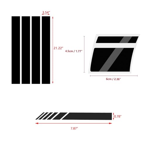 Image of x xotic tech Auto Universal Racing Style 4Pcs Front Hood Fender Double Hash Stripe Stickers + 6Pcs Reflective Tire Rim Safety Warning Stickers+ 4Pcs Rearview Mirror Slash Mark Decals Set (Black)
