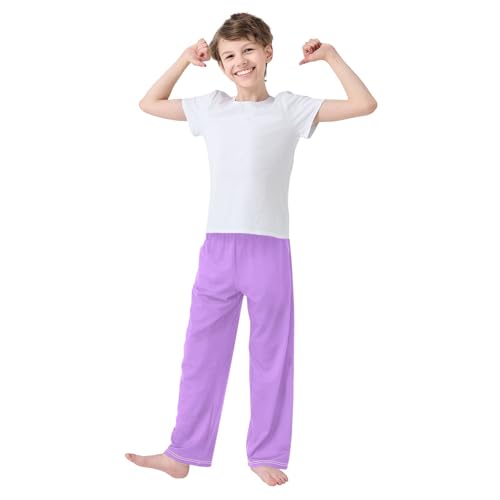 Lilac Boys Long Pants Soft Trousers Elastic Waist Kids Lounge Bottoms with Pockets S-XL2