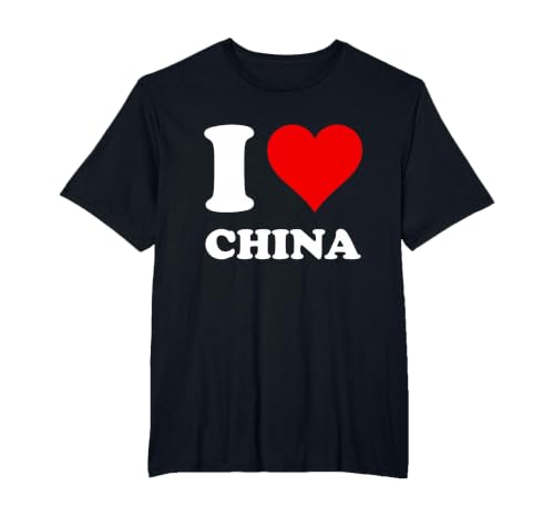 Red Heart I Love China T-Shirt, Men's Big and Tall, Black, 4X Tall