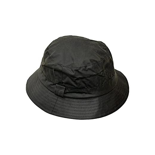 WALKER AND HAWKES - Olive 100% British Waxed Cotton Millerain Fabric Hanford Bucket Hat Unisex - Olive - XXL (61cm)
