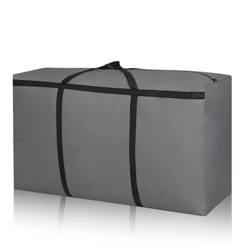 Super Groß Aufbewahrungstasche, 120L xford Aufbewahrungsbehälter Organisator, 600D Langlebige Tragetasche Camping Tasche für Bettwäsche Bettdecken Kleidung Kissen Reise Organisator(Grau)