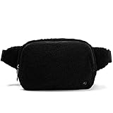 Pander Large 2L Fanny pack Everywhere Fleece Belt Bag for Women and Men with Adjustable strap Belt. (Black)