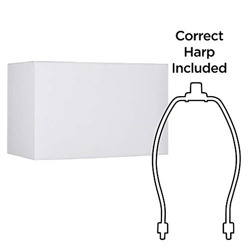 White Medium Rectangular Hardback Lamp Shade 16" Wide X 8" Deep X 10" High (Spider) Replacement With Harp And Finial - Springcrest #TOP6