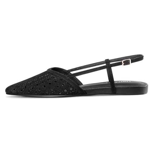 Image of USIMAD Women's Mesh Leather Slingback Flats Pointed Toe Breathable Comfortable Office Dress Shoes