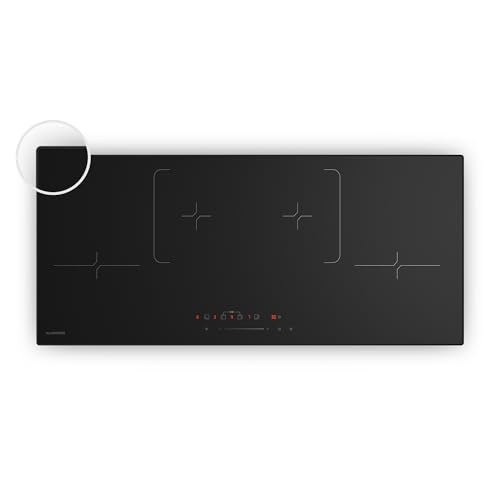 Klarstein Velaire Placa Inducción 90cm - 4 Zonas, 7000W Boost, Control Táctil, Temporizador, Bloqueo Infantil, Indicador Calor Residual, Vitrocerámica Inducción, Diseño Minimalista