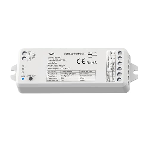 Contrôleur LED WZ1 gradateur 12V 24V DC pour ruban blanc chaud et froid