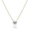 PAVOI 14K Gold Plated Crystal Solitaire 1.5 Carat (7.3mm) CZ Dainty Choker Necklace | Gold Necklaces for Women