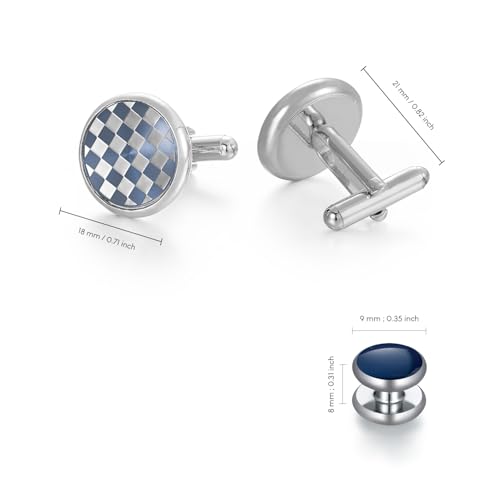 wynameleri Men's Jewelry Cufflinks and Studs for Tuxedo Shirts Round Buttons Set for Weddings, Business, Dinner3
