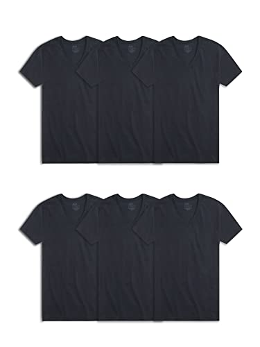 Fruit Of The Loom Mens Stay Tucked V-Neck T-Shirt Underwear, Extended Sizes - Black/Grey 6 Pack, Xx-Large Us #TOP2