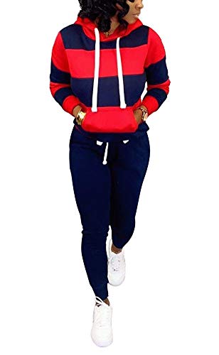 Jogging Suits for Women - Two Piece Sweatsuit Pullover Hoodie + Long Pants Tracksuit Set Jumpsuits Small Navy Blue