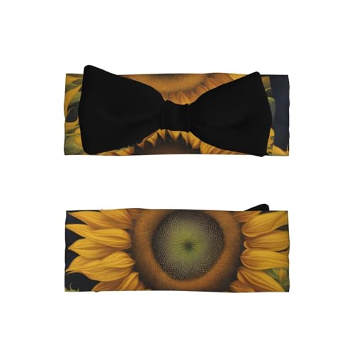 Baby Bow Headband Golden Sunflower Printing Soft, Skin-Friendly For Newborns 0-6 Months, For Baby Girls2