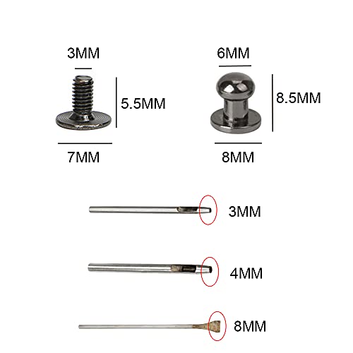 Pamtns 80 Stück Knopfnieten Massive Nieten Rivet Button Rundkopf Nagel Rivet Button Knöpfe Knopfschraube Stud Button Nieten Bolzen Pilzkopfniete Doppelkappe Nieten Knopfniete