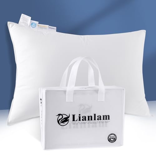 LIANLAM White Goose Down Pillow 1050+ Fill Power 2 Pack