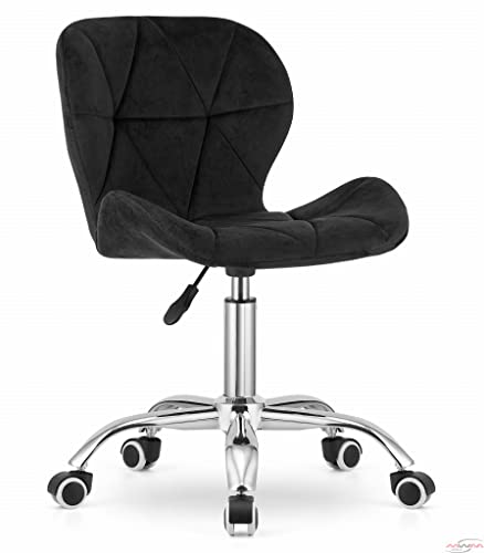 Amazon Brand – Umi Height-Adjustable Velvet Office Study Desk Chair for Salon, Spa, Bar in Black Color