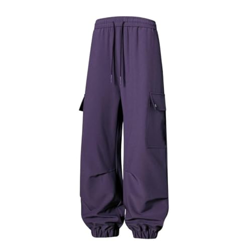 Men's Pants Workwear Spring Autumn Multi-Pocket Loose Wide-Leg Casual Sport Cuffed Trouser for Men