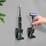 Minicoco 2Pcs Electric Toothbrush Holders Self Adhesive Wall Mounted No Drilling,Aluminium Alloy Black Toothbrush Holders for Most Electric Tooth Brush Bathroom Storage Essential - Image 5