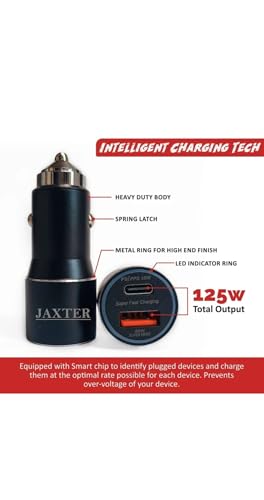Image of Jaxter High-Speed 125W Car Charger | Qualcomm Certified Turbo Adapter for Smartphones & Tablets