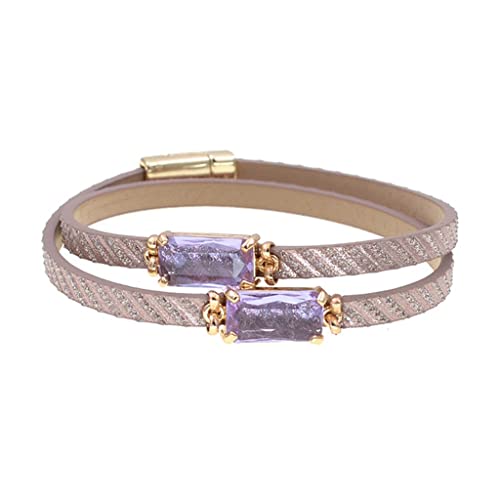 Bracelets en cuir pour femmes style enroulé avec perles en verre pour fête coloris D