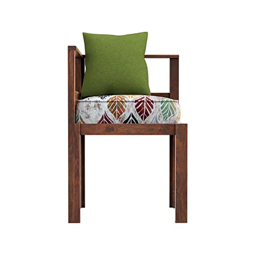 Image of Sheesham Wood 4 Seater Dining Table Set for Home Hall || Solid Wood Dining Table with 4 Chairs for Hotels | Dining Room Sets - Teak Finish (Small Pillows Not Included)