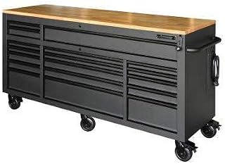 Banco de trabajo celular Husky de 72 pulgadas, 18 cajones y tapa de madera maciza de altura ajustable en negro mate