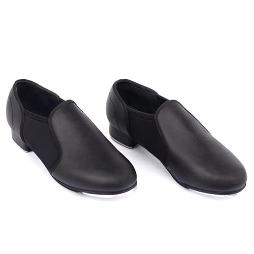 ARCLIBER Black Tap Shoes for Women and Men PU Leather Slip On Women Tap Dance Shoes4
