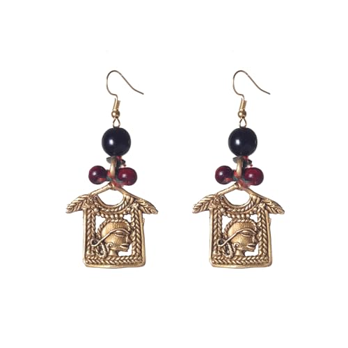 Image of Handcrafted Tribal & Dhokra Art Earrings for Women - Wooden, Nature-Inspired Statement Drop & Traditional Ethnic Designs